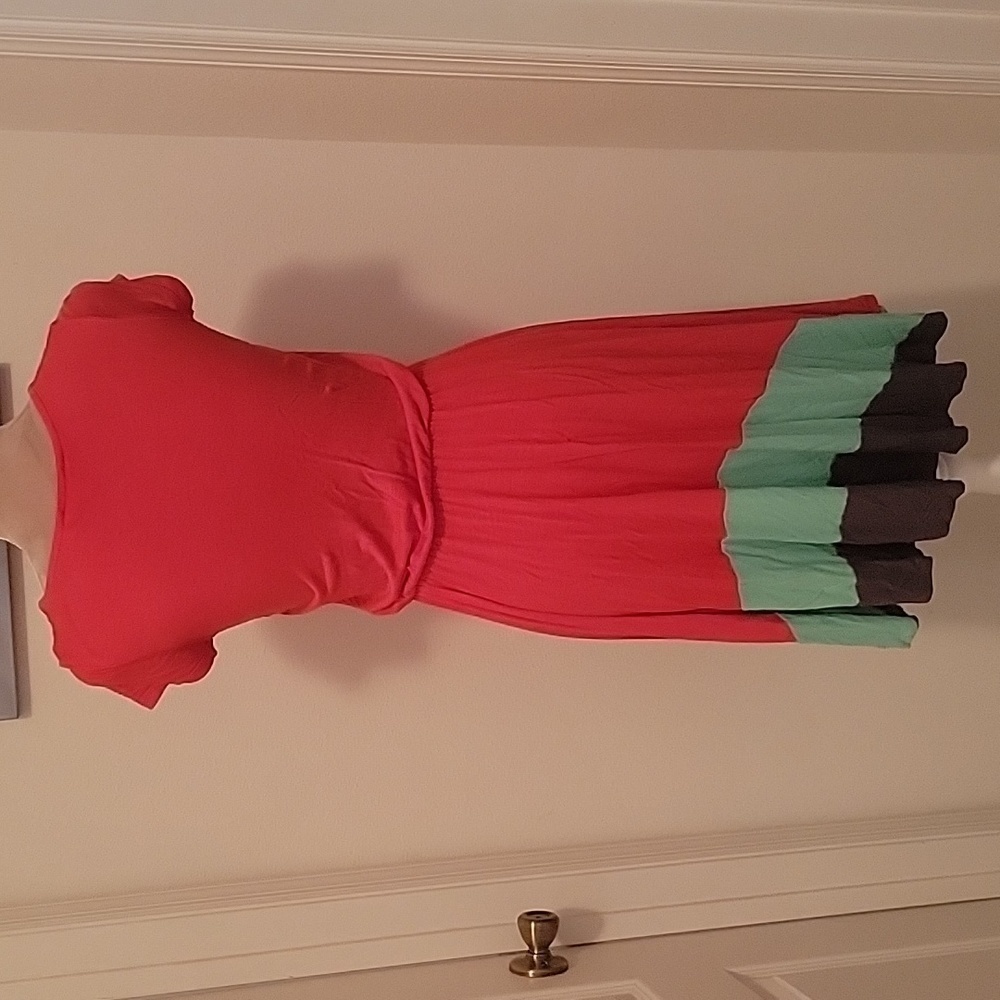Boden, Size 4 Napoli Dress, Coral, Mint Green and Gray.  Excellent Condition - Picture 4 of 5